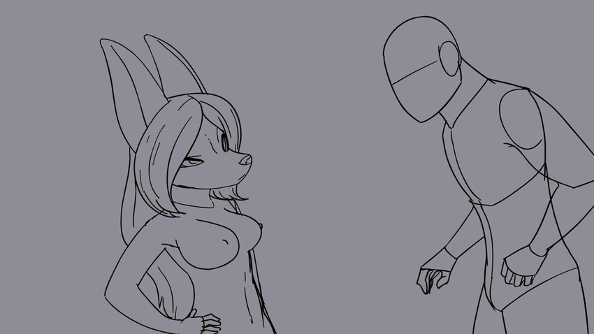 ambiguous_gender animated attack breasts canine clothing female fenfen_maria_esteban fennec feretta fox mammal punch simple_background sketch smirk tale_of_tails torn_clothing wedgie