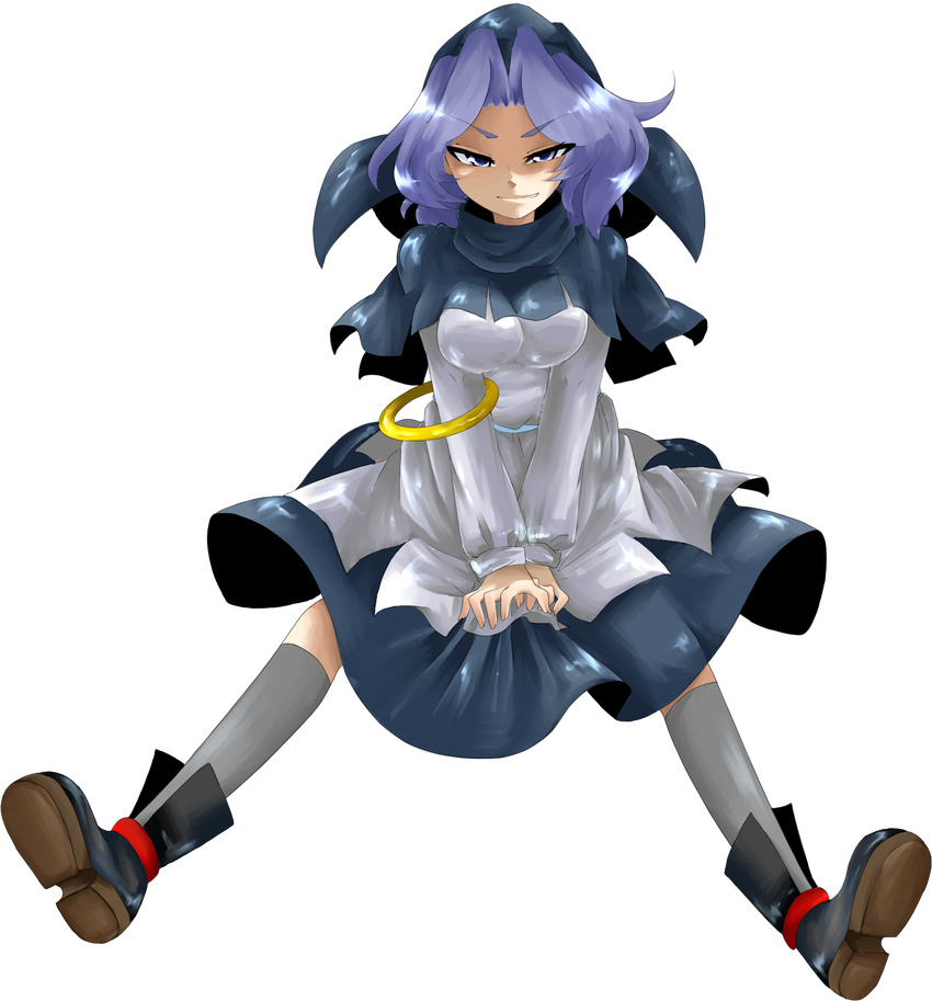 bad_id bad_pixiv_id full_body grey_hair highres hood kumoi_ichirin short_hair solo susan thighhighs touhou transparent_background