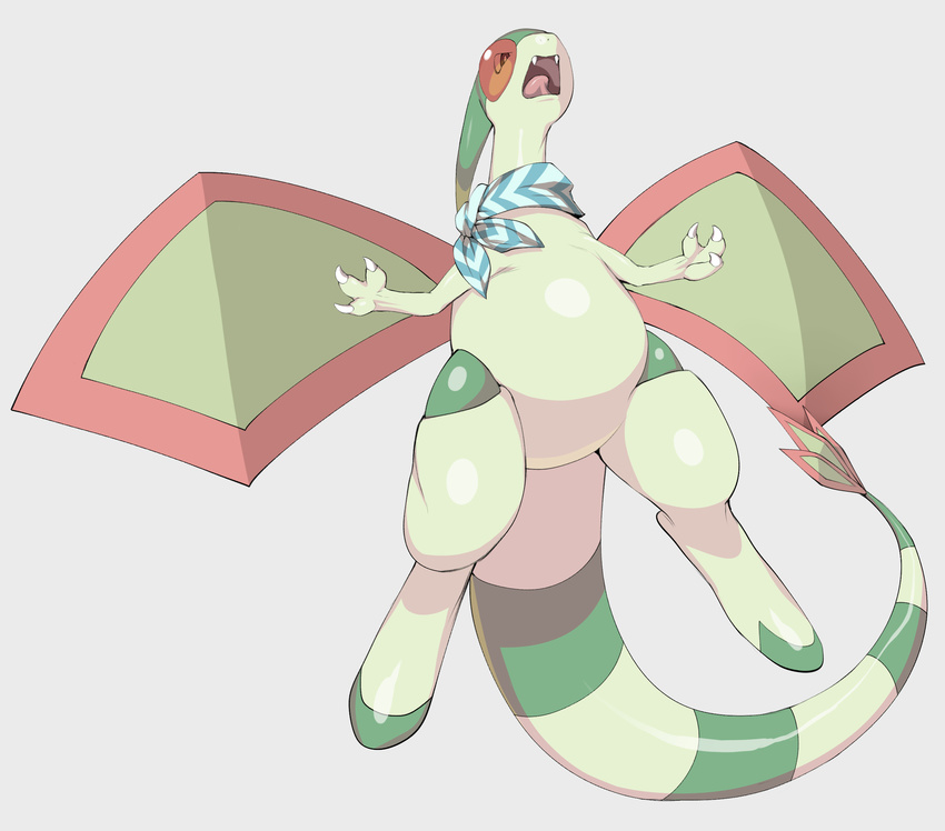 ambiguous_gender angry chubby claws digitigrade fangs feral flygon ganguro_(artist) hi_res neckerchief nintendo open_mouth pok&eacute;mon scarf simple_background solo tongue video_games white_background wings