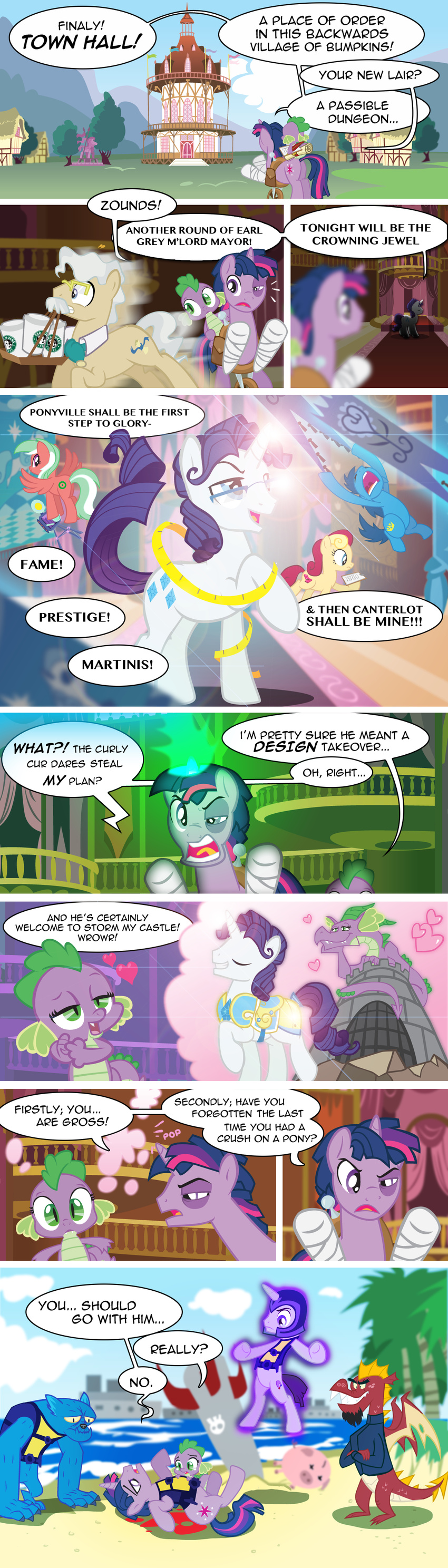 &lt;3 2015 absurd_res armor bandage black_eye blood comic crossgender dialogue dragon english_text equine facial_hair female friendship_is_magic hi_res horn horse magic magneto_(marvel) male mammal marvel mayor_mare_(mlp) mustache my_little_pony pegasus pony rarity_(mlp) spike_(mlp) text trotsworth twilight_sparkle_(mlp) unicorn wings x-men