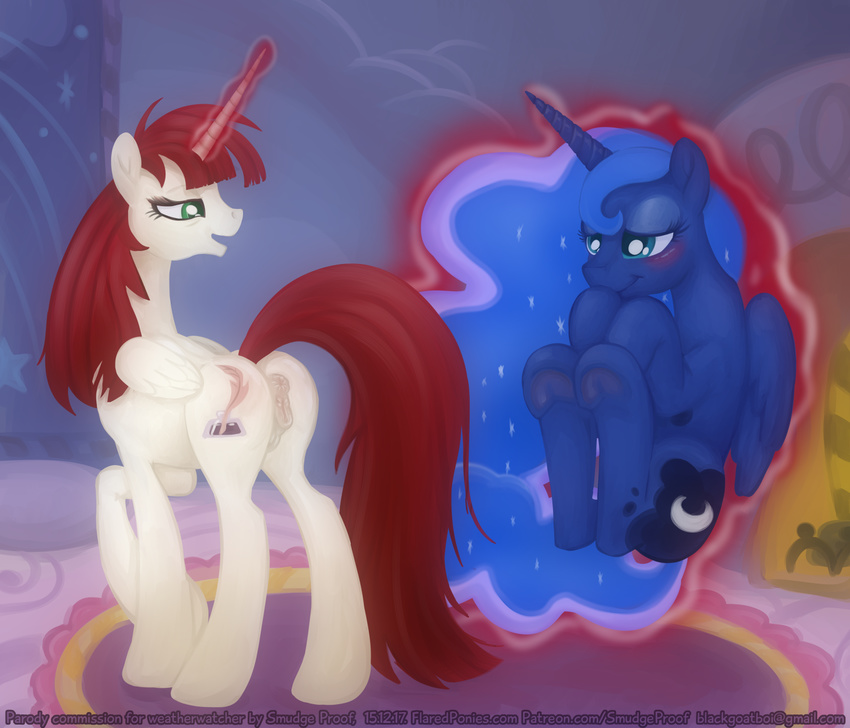 anus blush dou fausticorn female friendship_is_magic haze magic my_little_pony princess_luna_(mlp) pussy smudge_proof teats