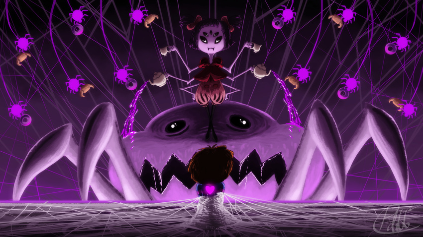 absurd_res ambiguous_gender arachnid arthropod beverage female food hi_res human mammal muffet pdubbsquared protagonist_(undertale) spider tea undertale video_games wallpaper web