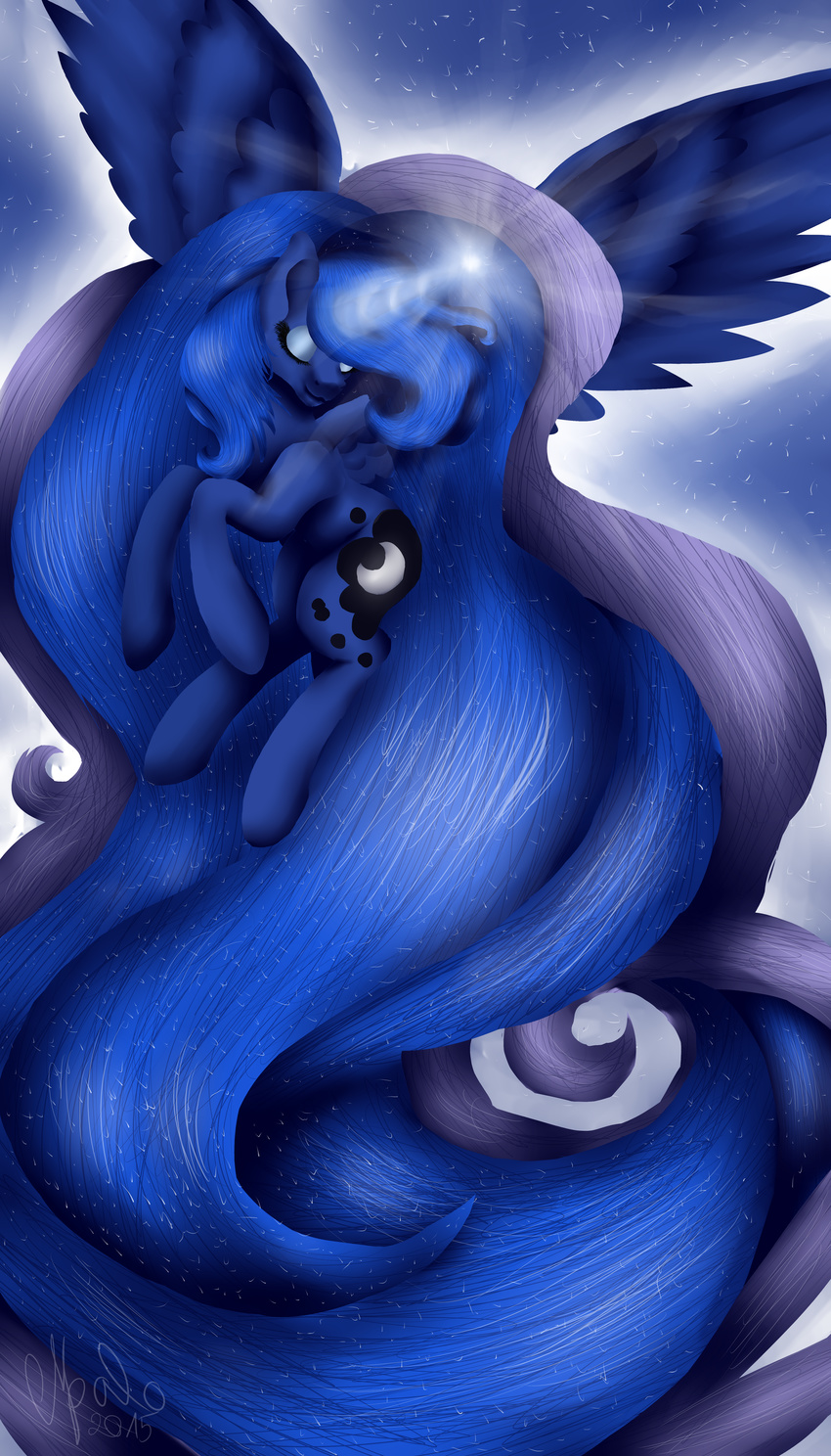 2015 absurd_res equine female feral friendship_is_magic hi_res horn mammal my_little_pony princess_luna_(mlp) shadow-nights solo winged_unicorn wings