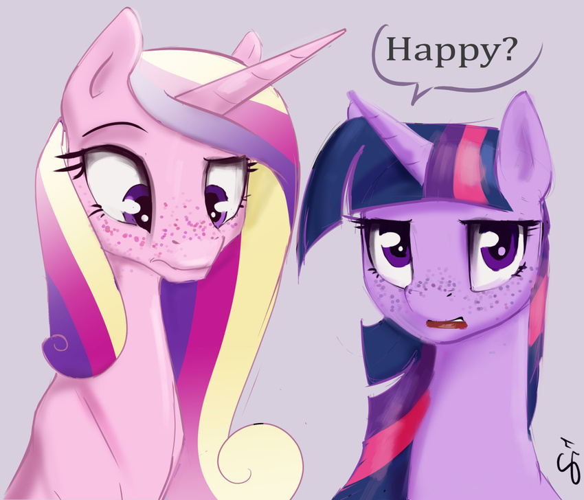 2015 cute duo english_text equine female feral freckles friendship_is_magic horn mammal my_little_pony princess_cadance_(mlp) silfoe text twilight_sparkle_(mlp) winged_unicorn wings