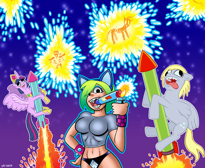 2013 all_fours armor black_eyes blonde_hair bracelet breasts clothing crown curtsibling cutie_mark derp derp_eyes derpy_hooves_(mlp) detailed_background digital_media_(artwork) equine explosion eyelashes female fire fireworks friendship_is_magic fur green_hair grey_fur group hair horn horse human jewelry lighter looking_at_viewer looking_up makeup mammal multicolored_hair my_little_pony navel nazi necklace open_mouth parody pegaslut pegasus pony purple_fur ribcage shirt skull smoke spiked_bracelet swastika teeth tongue tongue_out twilight_sparkle_(mlp) underwear watermark white_sclera winged_unicorn wings