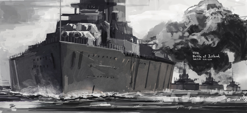 battleship commentary_request greyscale historical_event history military military_vehicle monochrome ocean real_life royal_navy ship siirakannu warship watercraft world_war_i