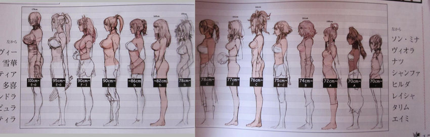 amy_sorel annotated bra breasts bust_chart cassandra_alexandra chai_xianghua cleavage commentary flat_chest highres hildegard_von_krone isabella_valentine kawano_takuji large_breasts lineup lingerie monochrome multiple_girls natsu_(soulcalibur) official_art ponytail profile pyrrha_alexandra seong_mi-na setsuka sideboob sketch sophitia_alexandra soulcalibur soulcalibur_iv soulcalibur_v taki_(soulcalibur) talim tira_(soulcalibur) underwear underwear_only viola_(soulcalibur) yan_leixia