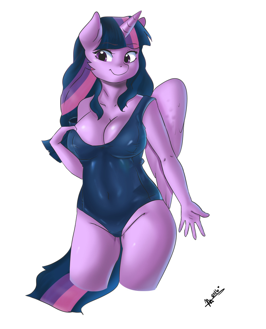 2016 alpha_channel anthro big_breasts breasts cleavage clothed clothing equine female friendship_is_magic horn mammal mrscurlystyles my_little_pony one-piece_swimsuit solo swimsuit twilight_sparkle_(mlp) winged_unicorn wings