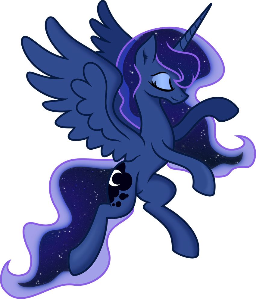 2014 absurd_res alpha_channel blue_fur blue_hair cutie_mark equine eyes_closed female friendship_is_magic fur hair hi_res horn mammal my_little_pony princess_luna_(mlp) simple_background smile solo spier17 transparent_background winged_unicorn wings
