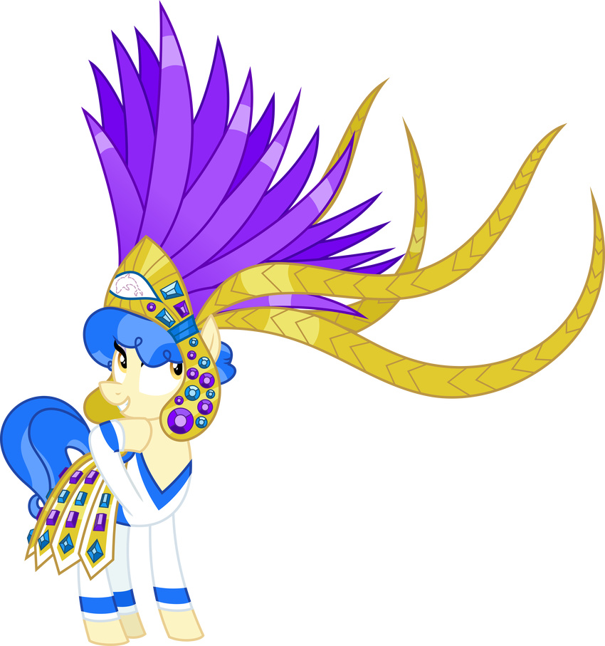 2014 absurd_res alpha_channel amber_eyes blue_hair clothing dress equine female friendship_is_magic gem gold_(metal) hair hat hi_res horse ivory_fur mammal multicolored_hair my_little_pony pony sapphire_shores_(mlp) simple_background smile solo spier17 transparent_background two_tone_hair