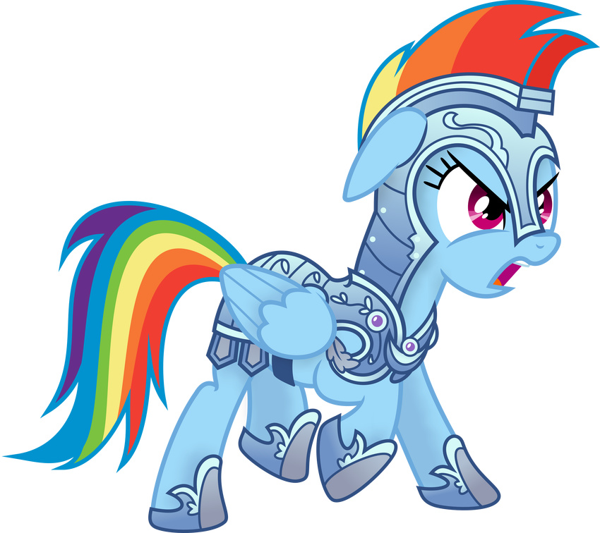 2013 absurd_res alpha_channel armor blue_feathers blue_fur equine feathered_wings feathers female friendship_is_magic fur hair hi_res mammal multicolored_hair my_little_pony open_mouth pegasus purple_eyes rainbow_dash_(mlp) simple_background solo spier17 transparent_background wings