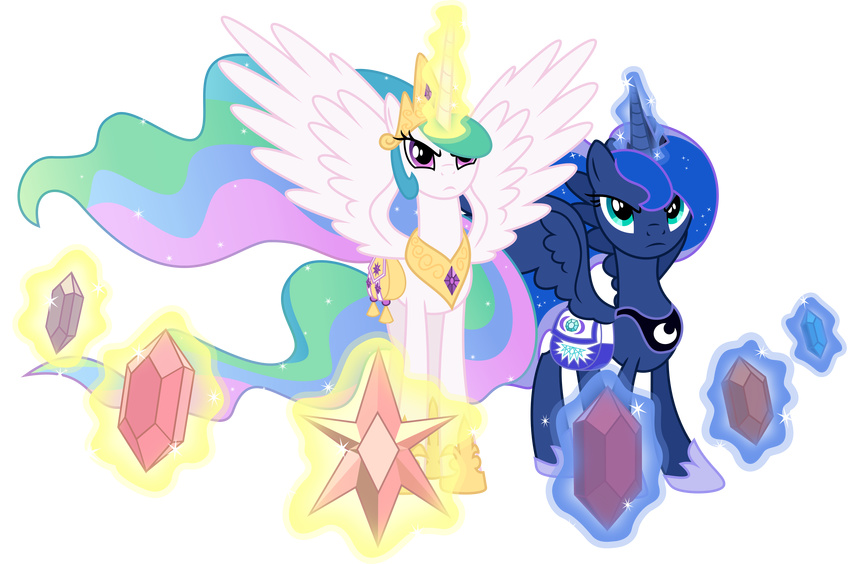 2013 absurd_res alpha_channel bag blue_eyes blue_feathers blue_fur blue_hair crown duo equine feathered_wings feathers female feral friendship_is_magic frown fur gem hair hi_res horn jewelry magic mammal multicolored_hair my_little_pony necklace princess_celestia_(mlp) princess_luna_(mlp) purple_eyes royalty simple_background spier17 transparent_background white_feathers white_fur winged_unicorn wings