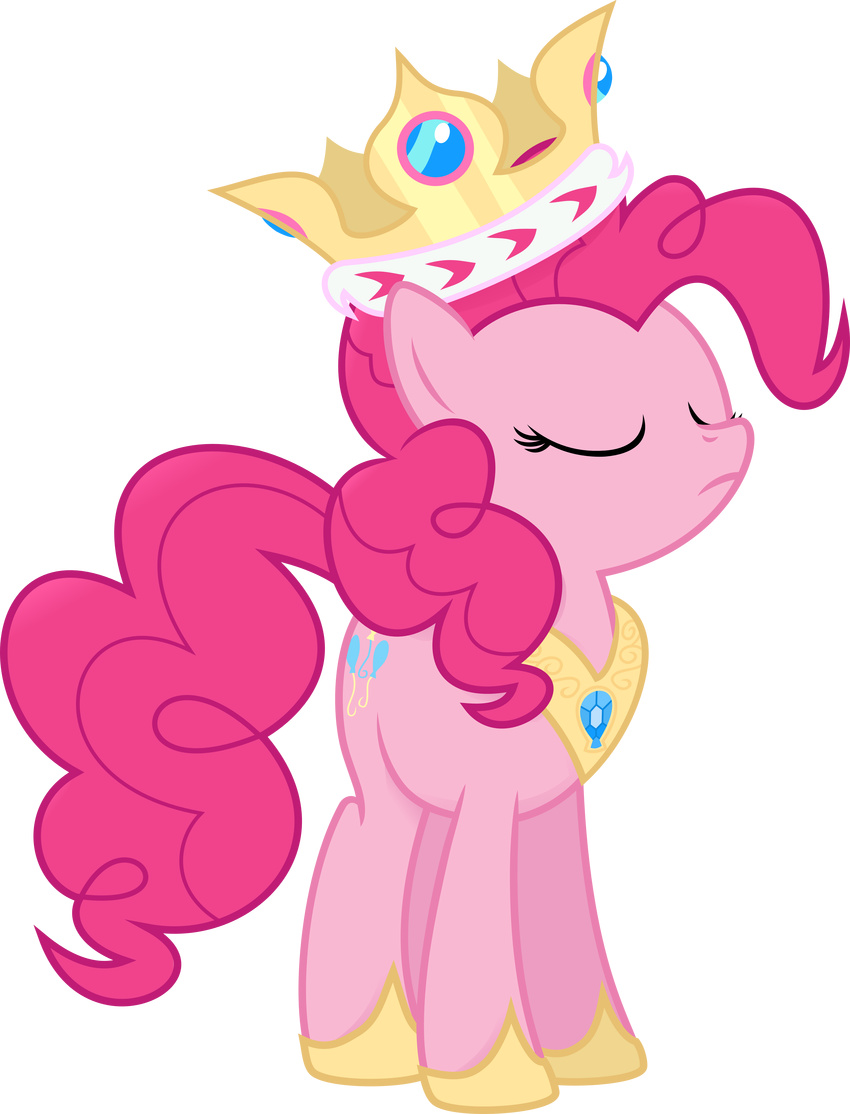 2013 absurd_res alpha_channel crown cutie_mark equine eyes_closed female feral friendship_is_magic fur hair hi_res horse jewelry mammal my_little_pony necklace pink_fur pink_hair pinkie_pie_(mlp) pony simple_background solo spier17 transparent_background