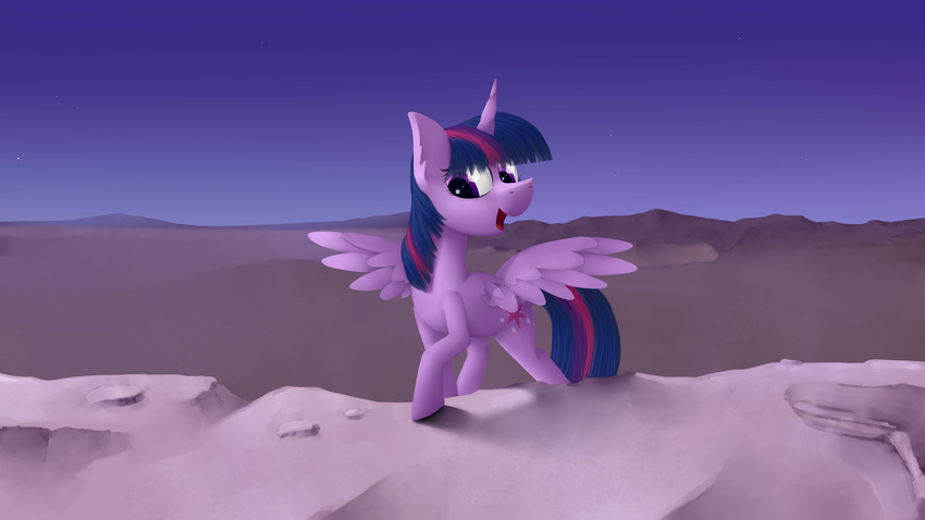 equine female friendship_is_magic horn horse mammal marsminer my_little_pony pony sand solo space twilight_sparkle_(mlp) winged_unicorn wings
