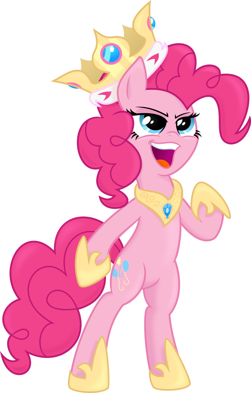 2013 absurd_res alpha_channel blue_eyes crown cutie_mark equine female feral friendship_is_magic fur hair hi_res horse jewelry mammal my_little_pony necklace pink_fur pink_hair pinkie_pie_(mlp) pony simple_background smile solo spier17 transparent_background
