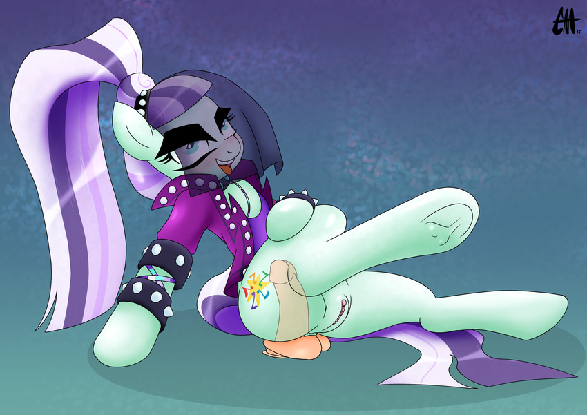 2015 anal anal_penetration caliginousmane coloratura_(mlp) dildo dildo_sitting earth_pony equine female feral friendship_is_magic horse mammal my_little_pony penetration pony pussy sex_toy