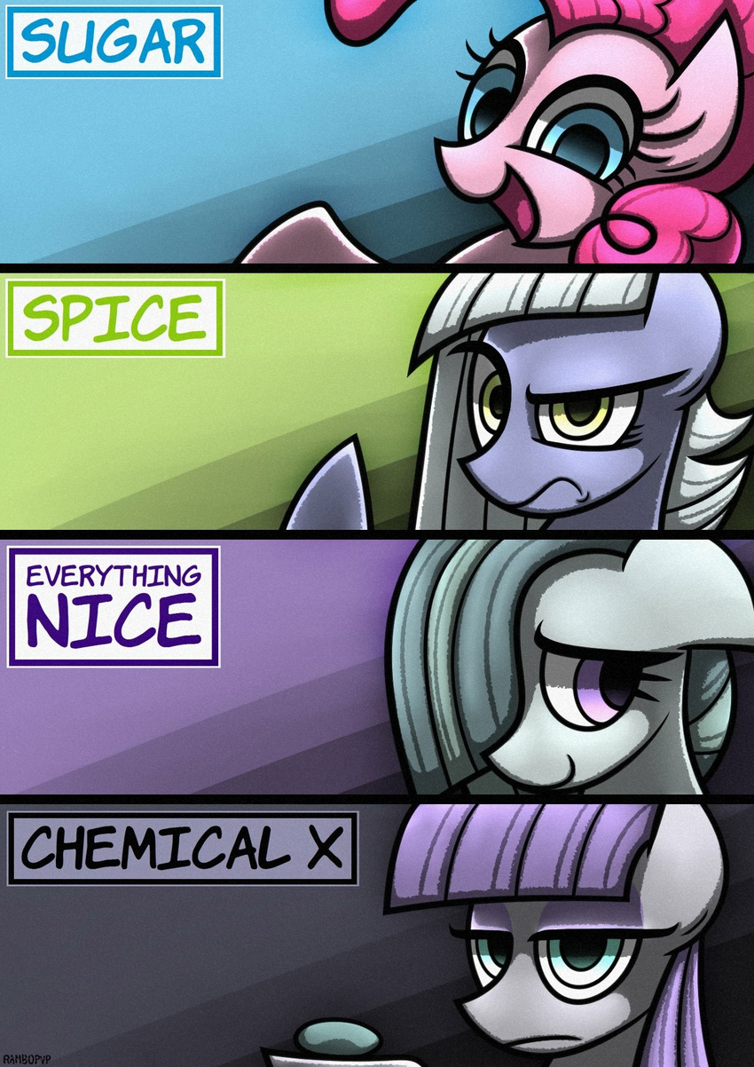 2016 chemical_x earth_pony equine female feral friendship_is_magic grey_hair group hair horse limestone_pie_(mlp) mammal marble_pie_(mlp) maud_pie_(mlp) my_little_pony open_mouth pink_hair pinkie_pie_(mlp) pony powerpuff_girls purple_eyes purple_hair sibling text