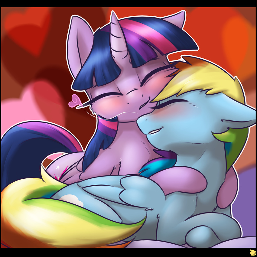 &lt;3 2016 blush captainpudgemuffin cute equine female feral friendship_is_magic horn hug mammal my_little_pony pegasus rainbow_dash_(mlp) twilight_sparkle_(mlp) winged_unicorn wings