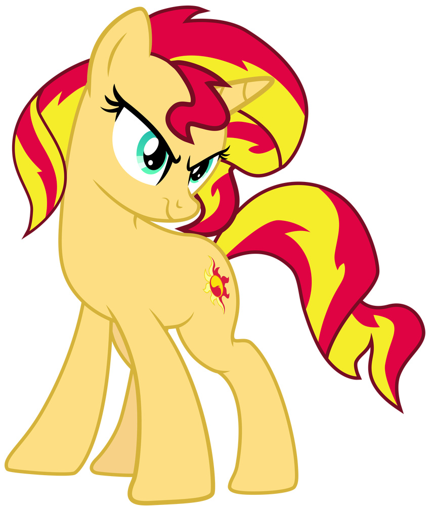 2014 absurd_res alpha_channel cutie_mark equestria_girls equine female feral frown green_eyes hair hi_res horn light262 mammal multicolored_hair my_little_pony simple_background solo sunset_shimmer_(eg) transparent_background two_tone_hair unicorn