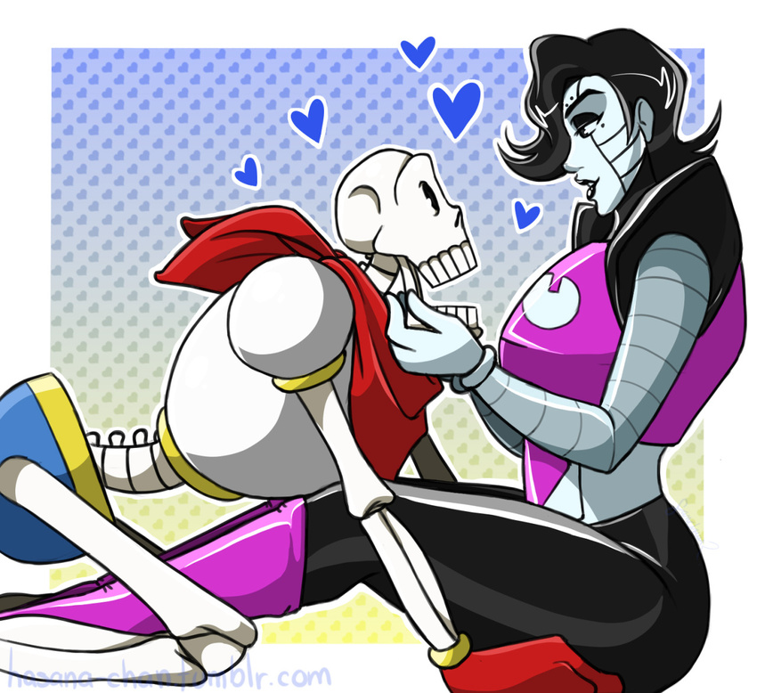 &lt;3 2016 animated_skeleton black_lipstick bone duo hasana-chan lipstick machine male mettaton papyrus robot skeleton undead undertale video_games