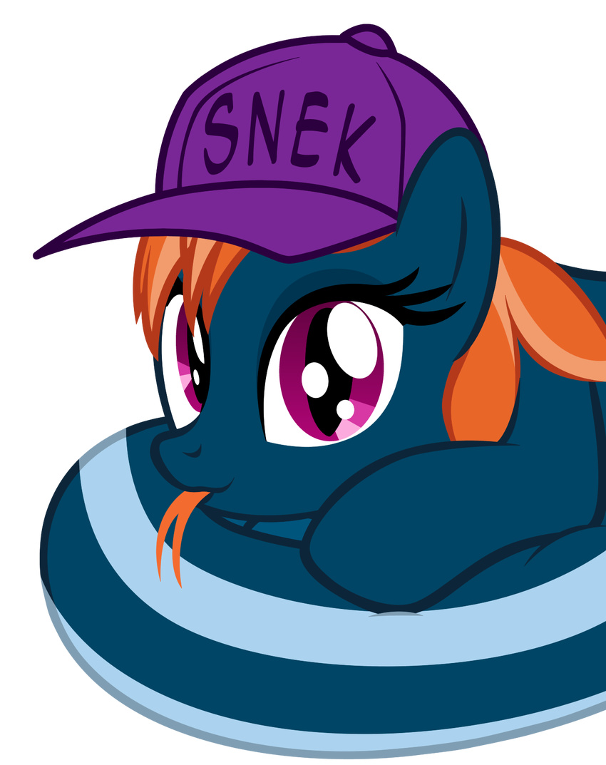 2016 alpha_channel badumsquish baseball_cap equine fan_character female forked_tongue ginger_hair hair hat horse hybrid kalianne lamia looking_at_viewer mammal my_little_pony orange_hair pony purple_eyes reptile scalie simple_background slit_pupils snake solo tongue transparent_background