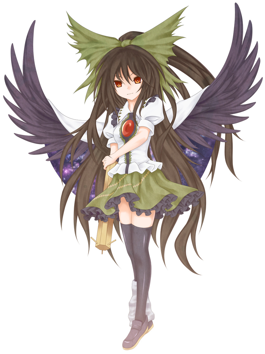 absurdres asymmetrical_clothes highres kamumiya mismatched_footwear reiuji_utsuho solo thighhighs touhou