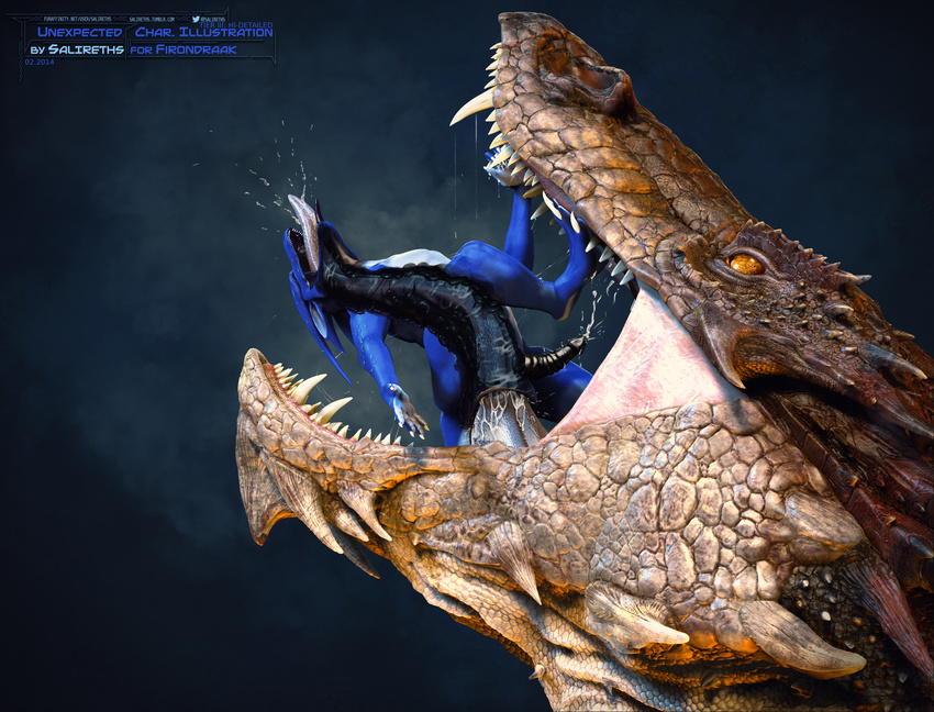 2014 3d_(artwork) abdominal_bulge all_the_way_through ambiguous_gender anal anal_penetration animal_genitalia anthro anus blue_scales butt cgi claws cum deep_rimming digital_media_(artwork) dragon dripping drooling duo erection extreme_penetration eyes_closed feral firondraak genital_slit hi_res horn huge_penetration internal large_penetration leaking lizard male nude open_mouth oral oral_vore orgasm penetration penis reptile rimming salireths saliva scales scalie sex sharp_teeth simple_background size_difference slit smaller_male smaug soft_vore stretching teeth the_hobbit tongue tongue_out vore yellow_eyes