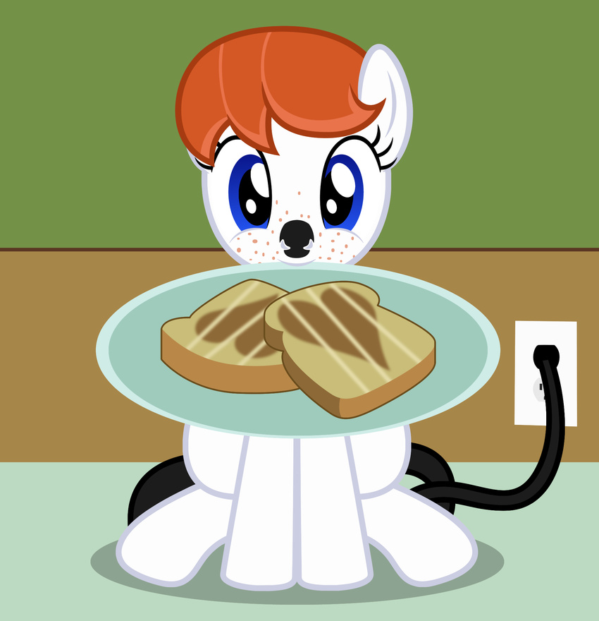 &lt;3 2016 badumsquish blue_eyes bread equine fan_character female food freckles horse mammal my_little_pony pony solo toast toaster