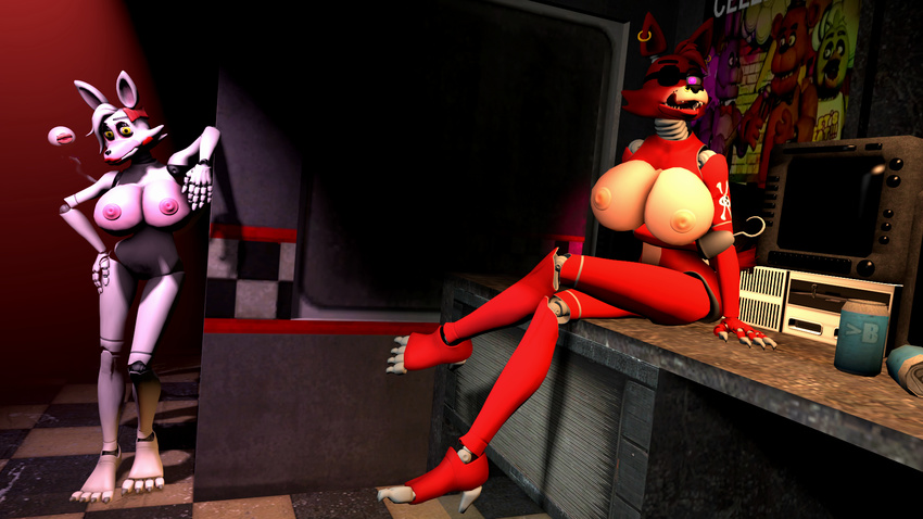 animatronic breasts bubble_butt canine cgi dark digital_media_(artwork) eye_patch eyewear female five_nights_at_freddies five_nights_at_freddy's fox foxy_(fnaf) hook knightthewolfal licking looking_at_viewer machine mammal mangle nipples pinup pirate pose pussy robot s source_filmmaker tongue tongue_out trap_(disambiguation) video_games