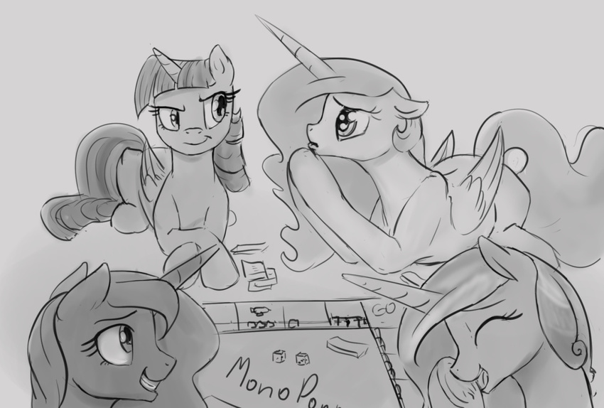 2016 equine female feral friendship_is_magic horn mammal monopoly my_little_pony princess_cadance_(mlp) princess_celestia_(mlp) princess_luna_(mlp) silfoe twilight_sparkle_(mlp) winged_unicorn wings