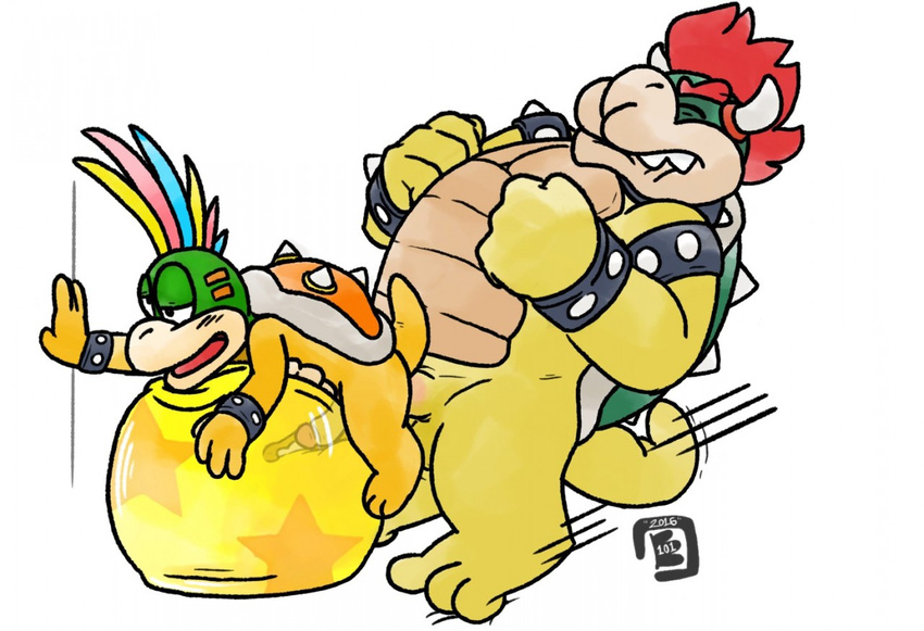 age_difference anal anal_penetration bowser bowserboy101 cuffs_(disambiguation) cum duo father father_and_son hair koopa leash lemmy_koopa male male/male mario_bros multicolored_hair nintendo parent penetration penis rainbow_hair red_hair scalie sex_toy shell simple_background size_difference slightly_chubby son video_games white_background yoga_ball young