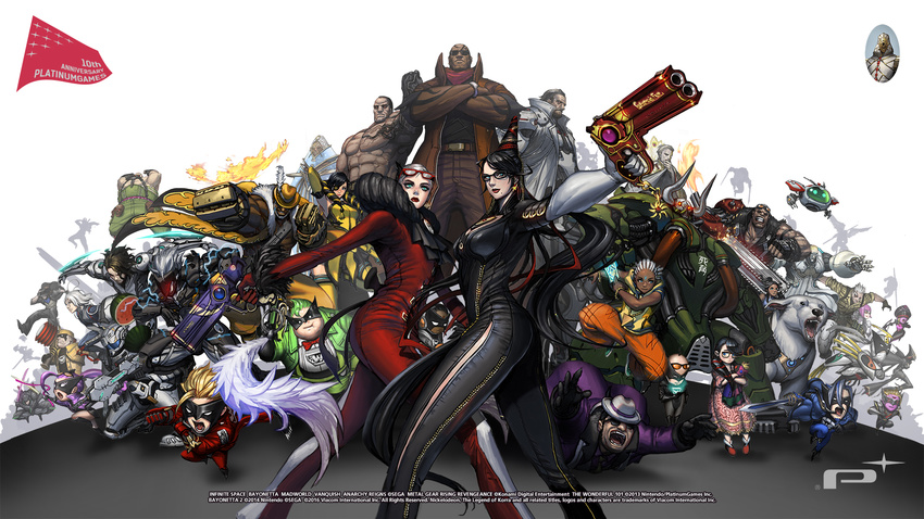 6+girls age_difference ahoge ai_rin all_4_one_(bayonetta) anniversary arm_strap armor avatar:_the_last_airbender avatar_(series) bayonetta bayonetta_(character) bayonetta_2 beard beehive_hairdo big_bull_crocker black_baron black_hair blonde_hair blue_eyes blue_hair bodysuit bow bowtie brass_knuckles breasts buckle card cereza chainsaw character_request chibi claw_(weapon) company_connection cornrows crossed_arms crossover dark_skin domino_mask dual_wielding durga_(max_anarchy) earrings edgar_oinkie electricity english enzo eyelashes eyewear_on_head facial_hair feathers finger_on_trigger fingerless_gloves food foreshortening fruit fur_trim glasses gloves glowing glowing_eyes goggles goggles_on_head green_hair gun hair_ribbon handgun hat headset helmet highres holding horns immorta jack_cayman jeanne_(bayonetta) jewelry jumping korra large_breasts legs_apart leonhardt_victorion lips lipstick logo loki_(bayonetta) long_hair looking_at_viewer luka_redgrave madworld makeup mask mathilda max_anarchy maximillian_caxton metal_gear_(series) metal_gear_rising:_revengeance mole mole_under_mouth mugen_kouro multicolored_hair multiple_boys multiple_girls muscle necklace nikolai_dmitri_bulygin official_art open_mouth outstretched_arm pink_skin platinumgames_inc. polar_bear_dog ponytail power_armor purple_hair raiden red_eyes red_lipstick ribbon riding rifle robot rodin sam_gideon scarborough_fair_(bayonetta) sheath sheathed short_hair side_slit simple_background skull spiked_hair standing streaked_hair sunglasses sword tattoo the_legend_of_korra the_wonderful_101 torn_clothes two-tone_hair vanquish_(game) very_long_hair wallpaper watermelon weapon white_background white_hair widescreen wonder_black wonder_blue wonder_director wonder_green wonder_pink wonder_red wonder_white wonder_yellow yuri_(mugen_kouro) zero_(max_anarchy)