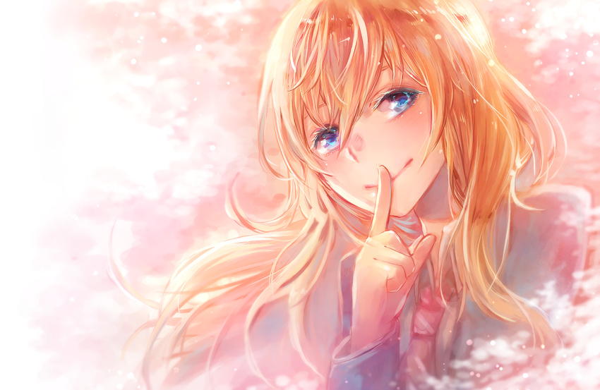 blonde_hair blue_eyes blush close huamuan_huamuan miyazono_kawori seifuku shigatsu_wa_kimi_no_uso tie