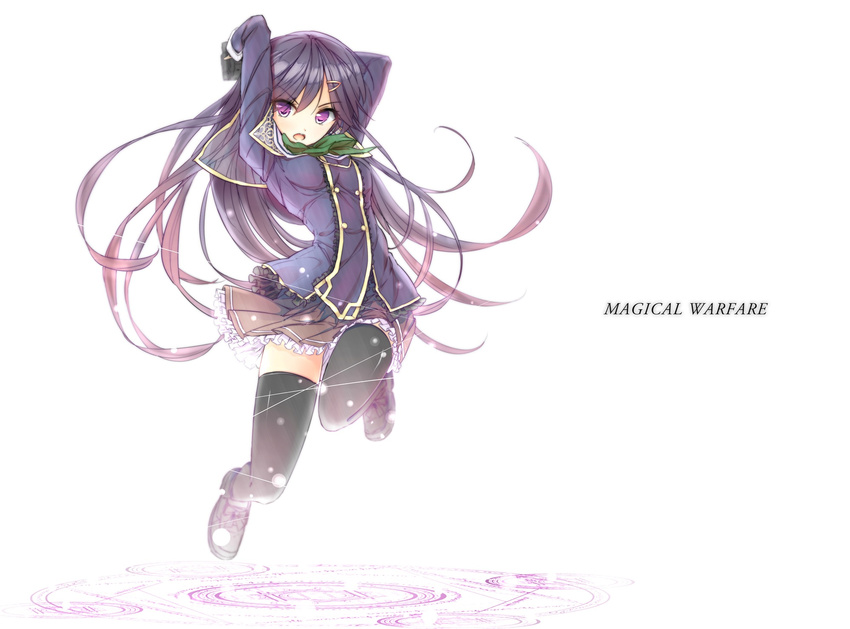 aiba_mui black_hair long_hair mahou_sensou seifuku skirt sora_from_france thighhighs