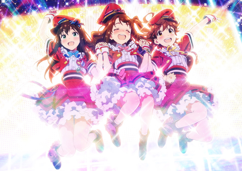 blush hat honda_mio idolmaster idolmaster_cinderella_girls shibuya_rin shimamura_uzuki shiwasu_takashi skirt tears wristwear