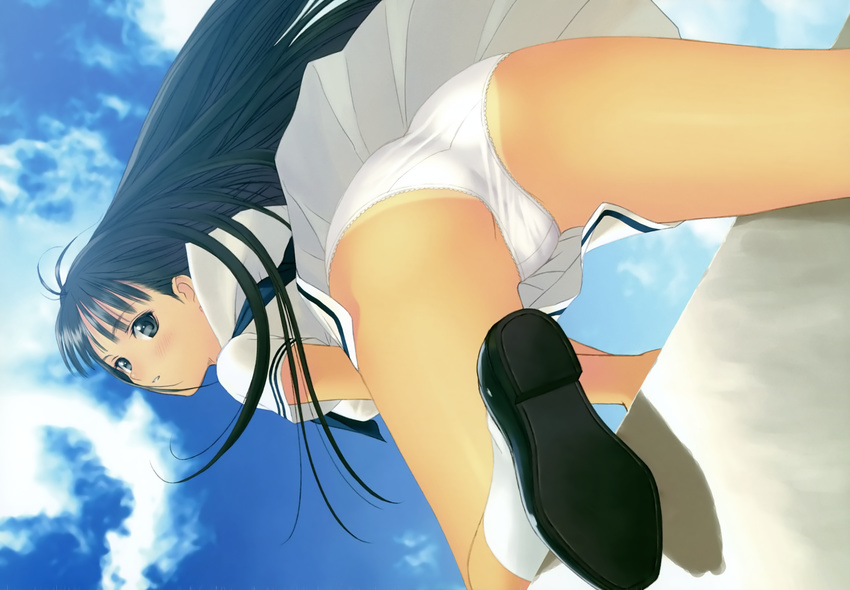 ass mizushima_asa panties scan seifuku sora_no_iro_mizu_no_iro taka_tony tan_lines underwear