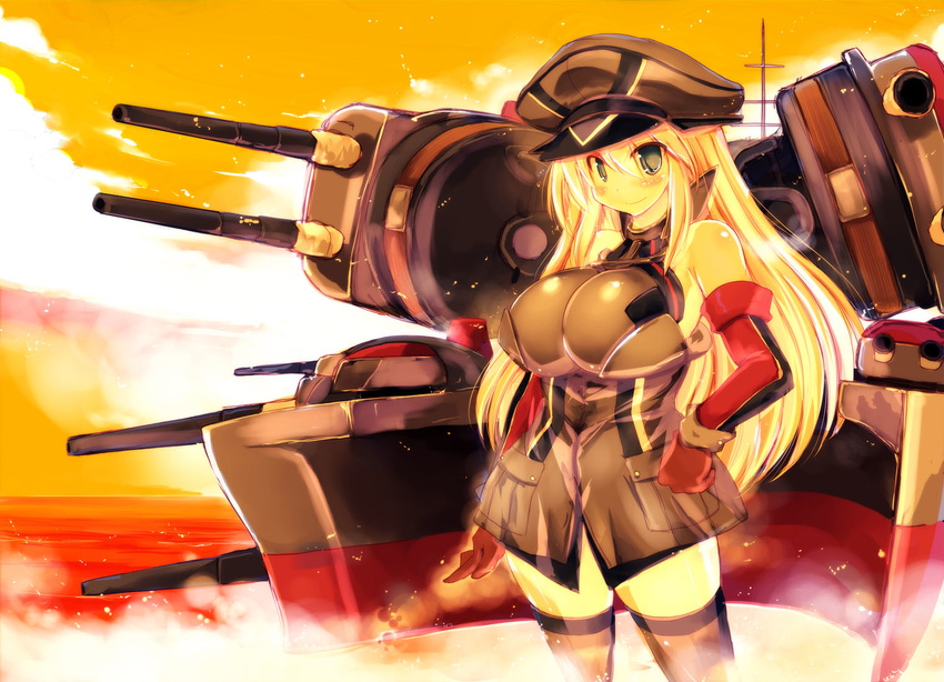 bismarck_(kancolle) breasts jpeg_artifacts kantai_collection long_hair sakaki_(noi-gren) tagme