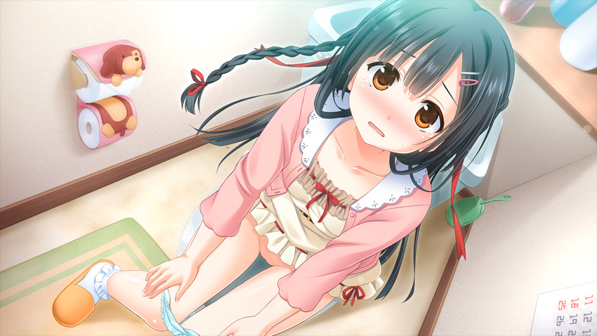 black_hair blush braids brown_eyes game_cg hisama_kumako nadeshiko_futaba onii-chan_sharing