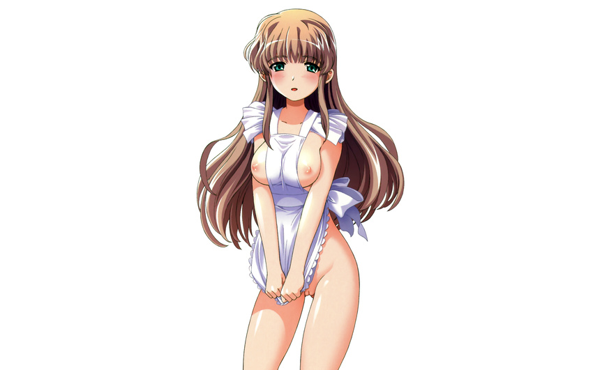 breasts kashiwara_sarina katakura_shinji kira_kira naked_apron nipples photoshop pussy white