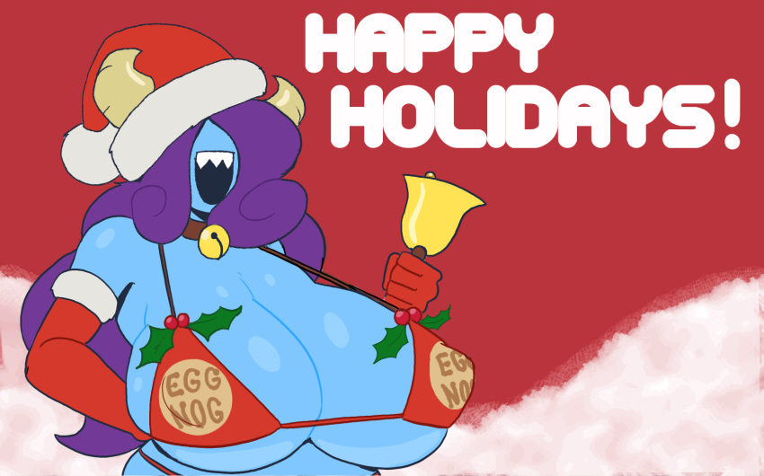 ! 2018 2d_animation animated bell big_breasts bikini bouncing_breasts breasts christmas clothing dandy_demons devilchild english_text female hair hair_over_eyes holidays horn huge_breasts humanoid jingle_bell mature_female not_furry open_mouth open_smile peculiart smile solo sue_(peculiart) swimsuit teeth text voluptuous