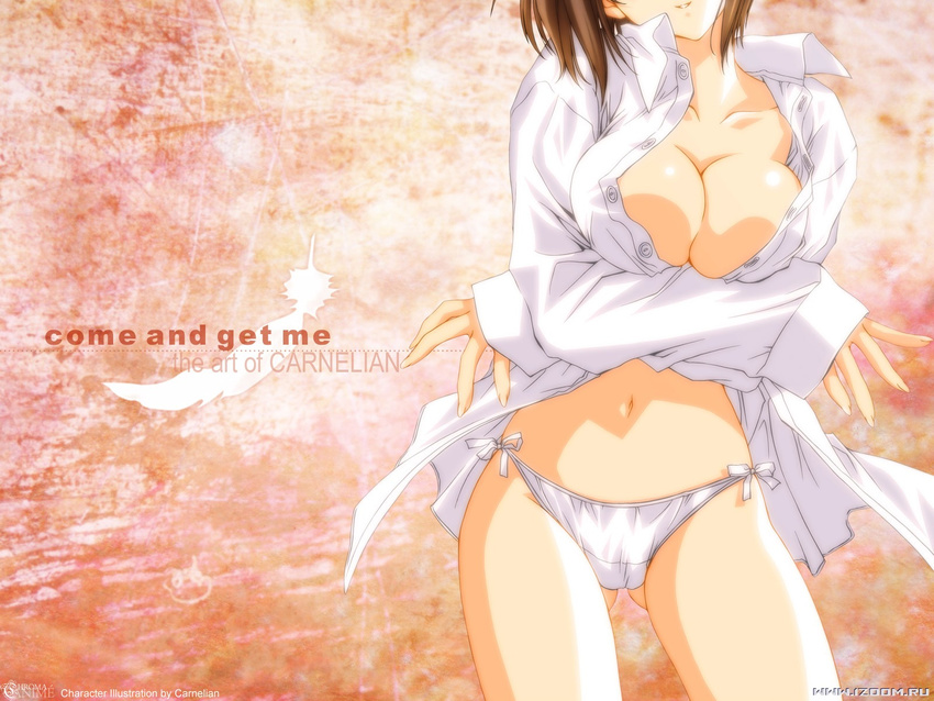 1girl breasts brown_hair carnelian character_request copyright_request female panties solo thighs underwear watermark