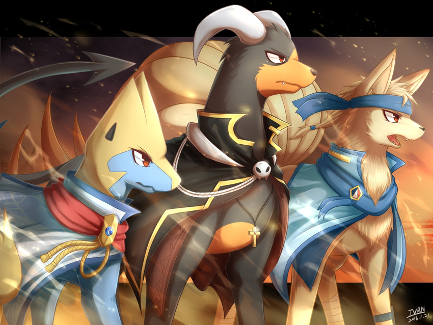 coat houndoom ivan_(ffxazq) manectric ninetales pokemon pokemon_(game) robe tagme