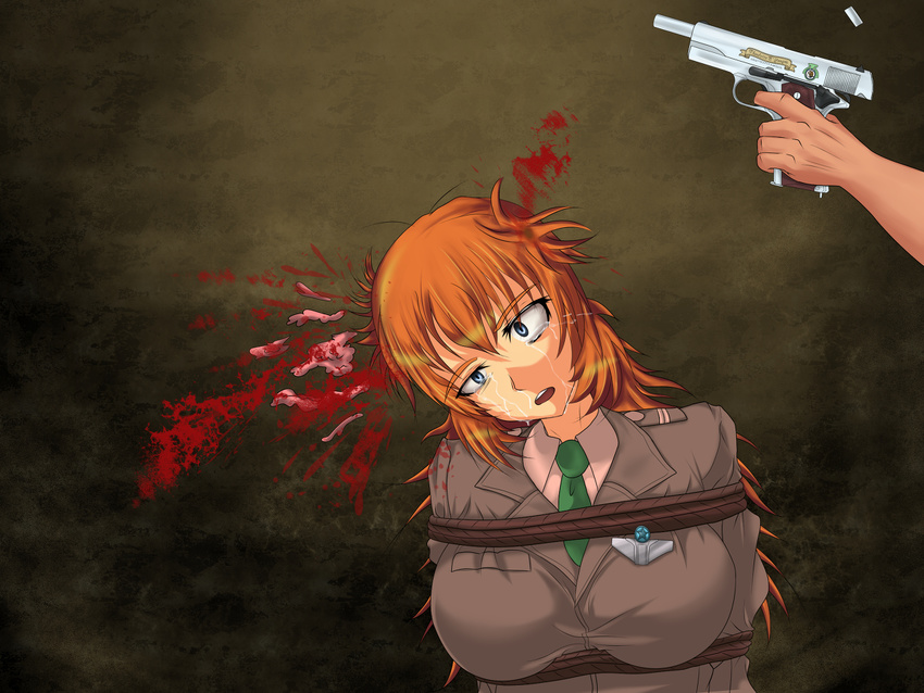 blood brains charlotte_e_yeager death gun guro jatts military_uniform shot strike_witches weapon