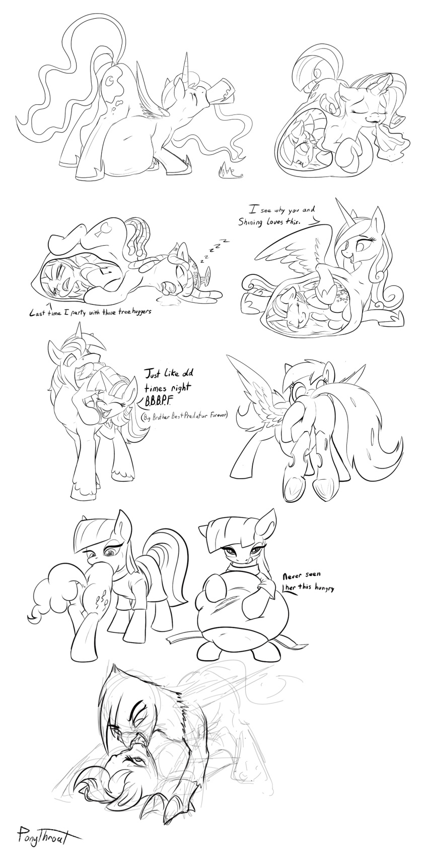 absurd_res butt cutie_mark dialogue english_text equine eyes_closed female feral friendship_is_magic gilda_(mlp) hi_res hole_(anatomy) hooves horn mammal maud_pie_(mlp) my_little_pony open_mouth pinkie_pie_(mlp) ponythroat rarity_(mlp) sleeping sound_effects text tree_hugger_(mlp) twilight_sparkle_(mlp) underhoof unicorn vore winged_unicorn wings zzz