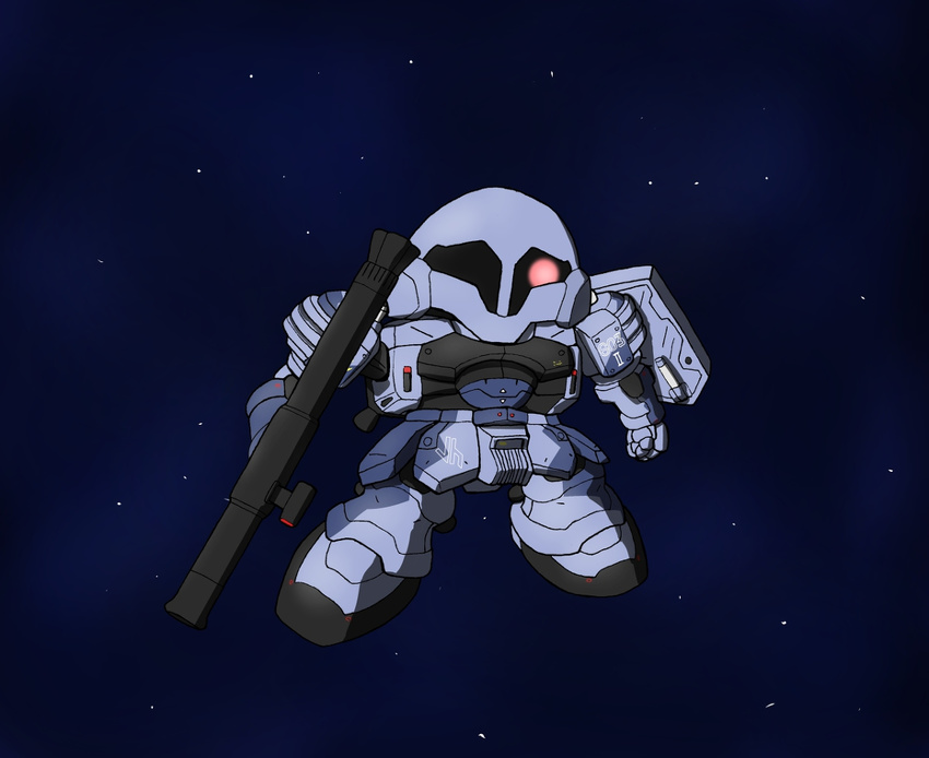 artist_request chibi gundam gundam_ms_igloo mecha rocket_launcher space weapon zudah