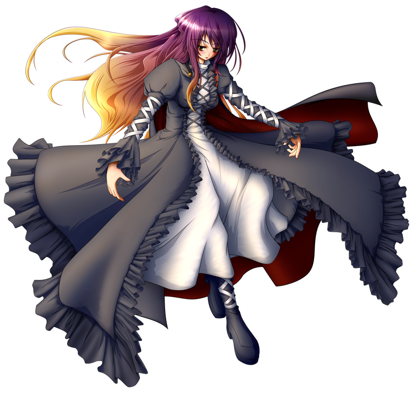 absurdres bad_id bad_pixiv_id cape dress full_body gradient_hair highres hijiri_byakuren inaba_usagi_(rabbit_works) long_hair multicolored_hair solo touhou transparent_background yellow_eyes