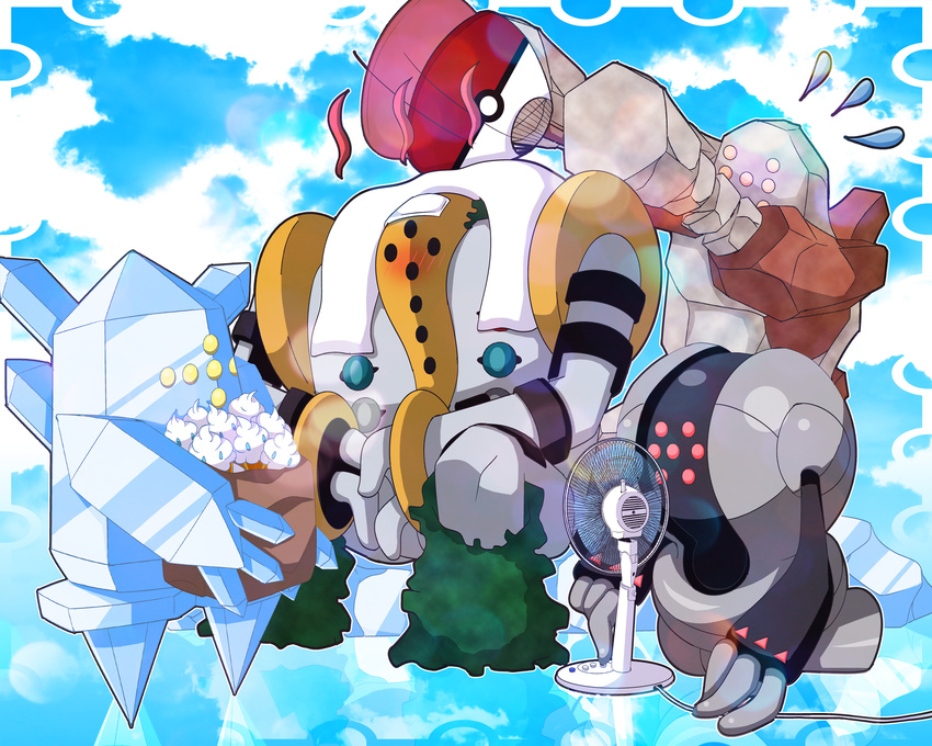 cloud food ice_cream monster nintendo no_humans pokemon pokemon_(game) regice regigigas regirock registeel sky vanillite