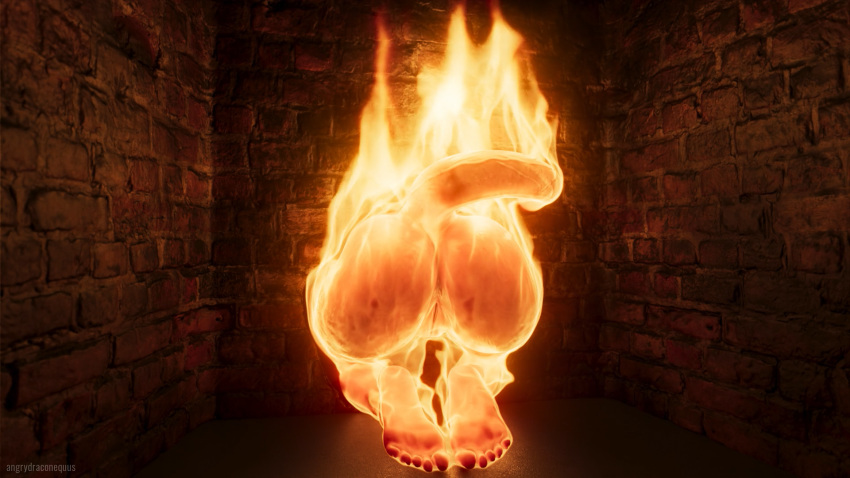 16:9 3d_(artwork) 5_toes angrydraconequus anus baldur's_gate baldur's_gate_3 biped blender_(software) burning butt christmas digital_media_(artwork) feet female fire fireplace genitals hi_res holidays humanoid inside karlach_(baldur's_gate) kneeling nude pussy solo tail through_wall tiefling toes widescreen yule_log