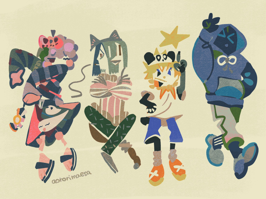 &gt;_&lt; 4boys :o afro animal_ear_hairband animal_ears aonori_maeba arm_up artist_name belt black_hair black_leggings blonde_hair blue_eyes blue_hoodie blue_shorts cat_ear_hairband cat_ears cigarette crossdressing crossed_arms crossed_legs face_in_shadow facial_hair fake_animal_ears food-themed_hair_ornament full_body ghost goatee grey_pants hacchi_(napoli_no_otokotachi) hair_ornament hairband hand_in_pocket hand_on_own_hip highres holding holding_lantern hood hood_up hoodie index_finger_raised indian_style jack-o'_ran-tan lantern leggings lineup long_sleeves looking_to_the_side male_focus multiple_boys napoli_no_otokotachi no_socks one_eye_closed open_mouth outstretched_arms panda_hat pants pleated_skirt profile pumpkin_hair_ornament purple_hair ribbed_sweater sandals shirt shoes short_hair shorts shu3_(napoli_no_otokotachi) simple_background sitting skirt sleeves_past_fingers sleeves_past_wrists smile smirk smoking star_(symbol) striped_clothes striped_shirt sugiru_(napoli_no_otokotachi) sweater t-shirt tied_drawstring turtleneck turtleneck_sweater v-shaped_eyebrows w white_shirt