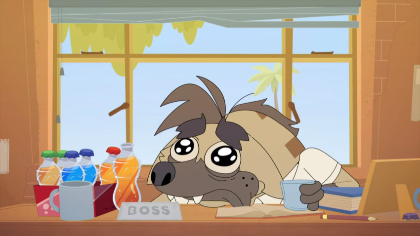 16:9 2023 anthro bodily_fluids boss_(twende) crying hi_res hyena male male/male mammal puppy_eyes screencap showmax solo tears twende_(series) widescreen
